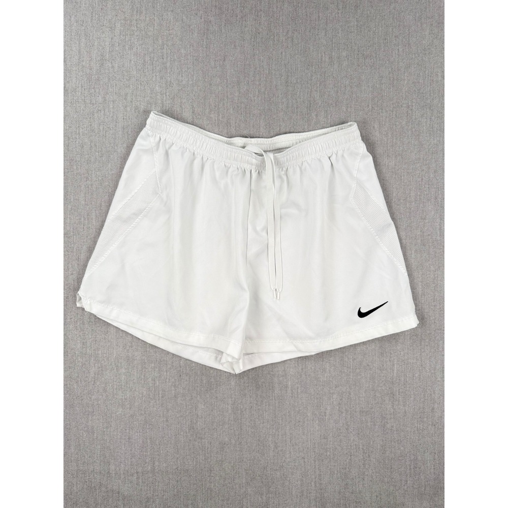 Nike Dri-FIT Womens White Running Shorts Mesh‎ Panels Size M